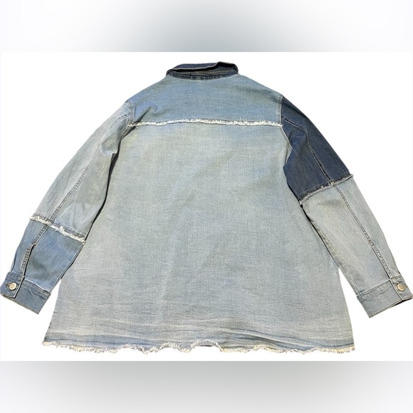 Women’s Patched Denim Button Down Shirt - Picture 2 of 10